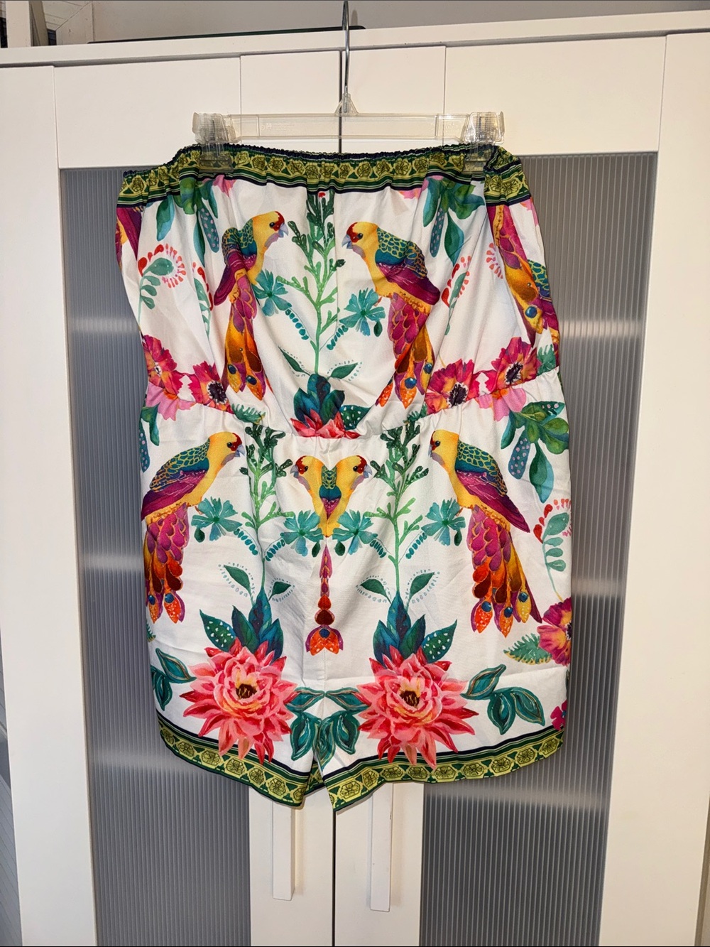 Floral Parrot Print Romper